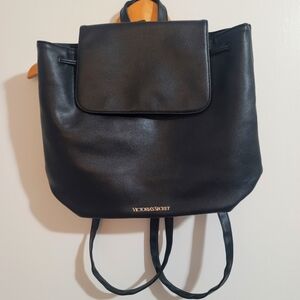 Victoria's Secret Black Faux Leather Backpack
